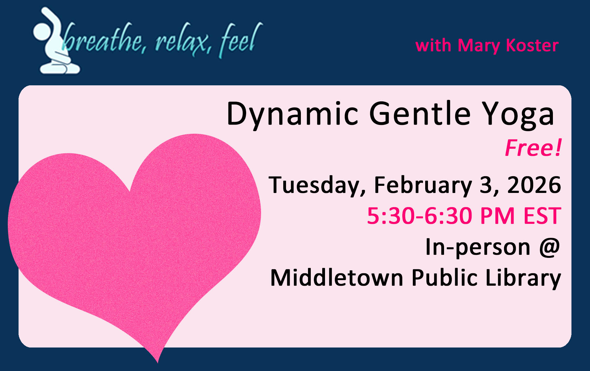 Free February Yoga at Middletown Public Library