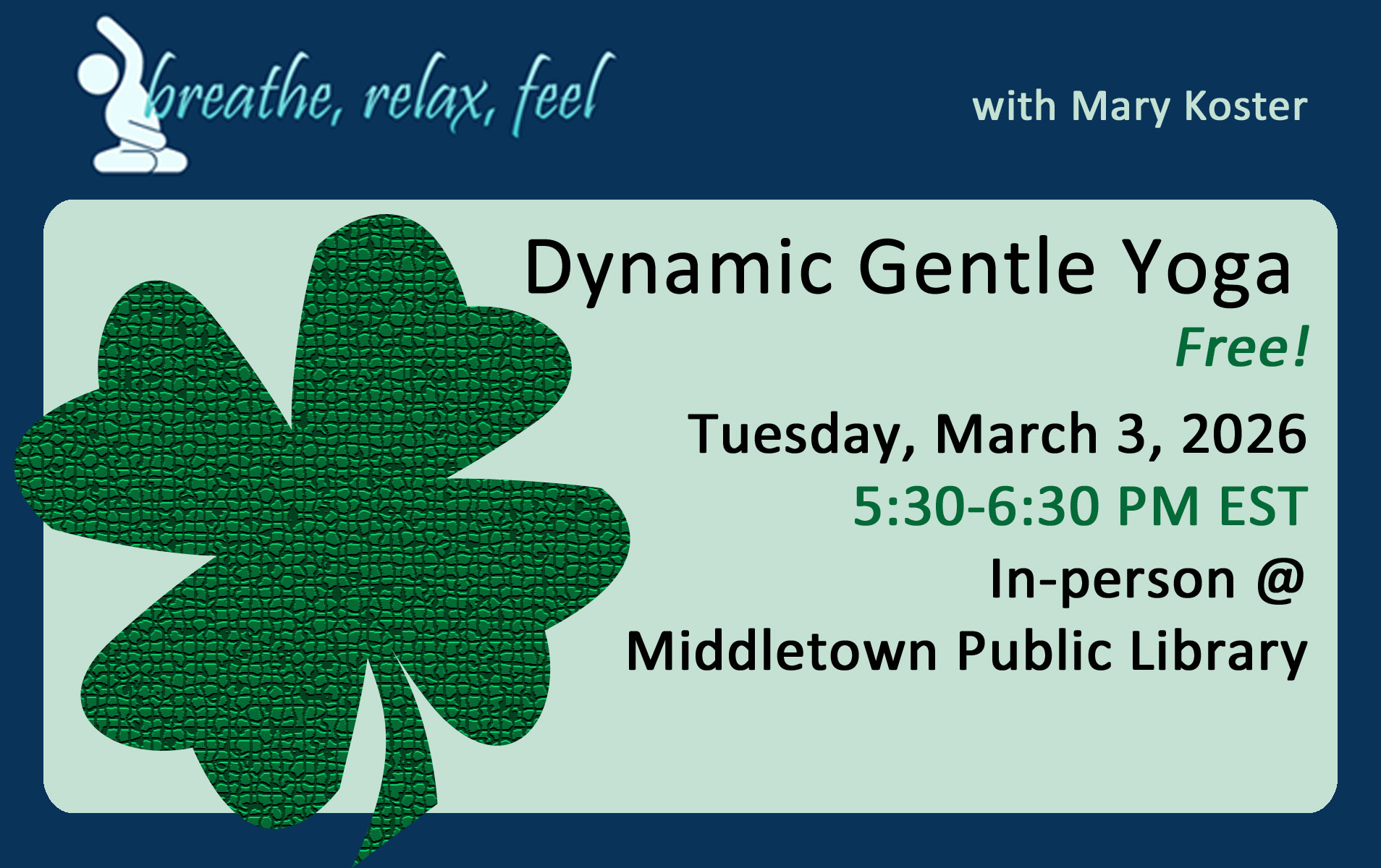 Free March Yoga at Middletown Public Library