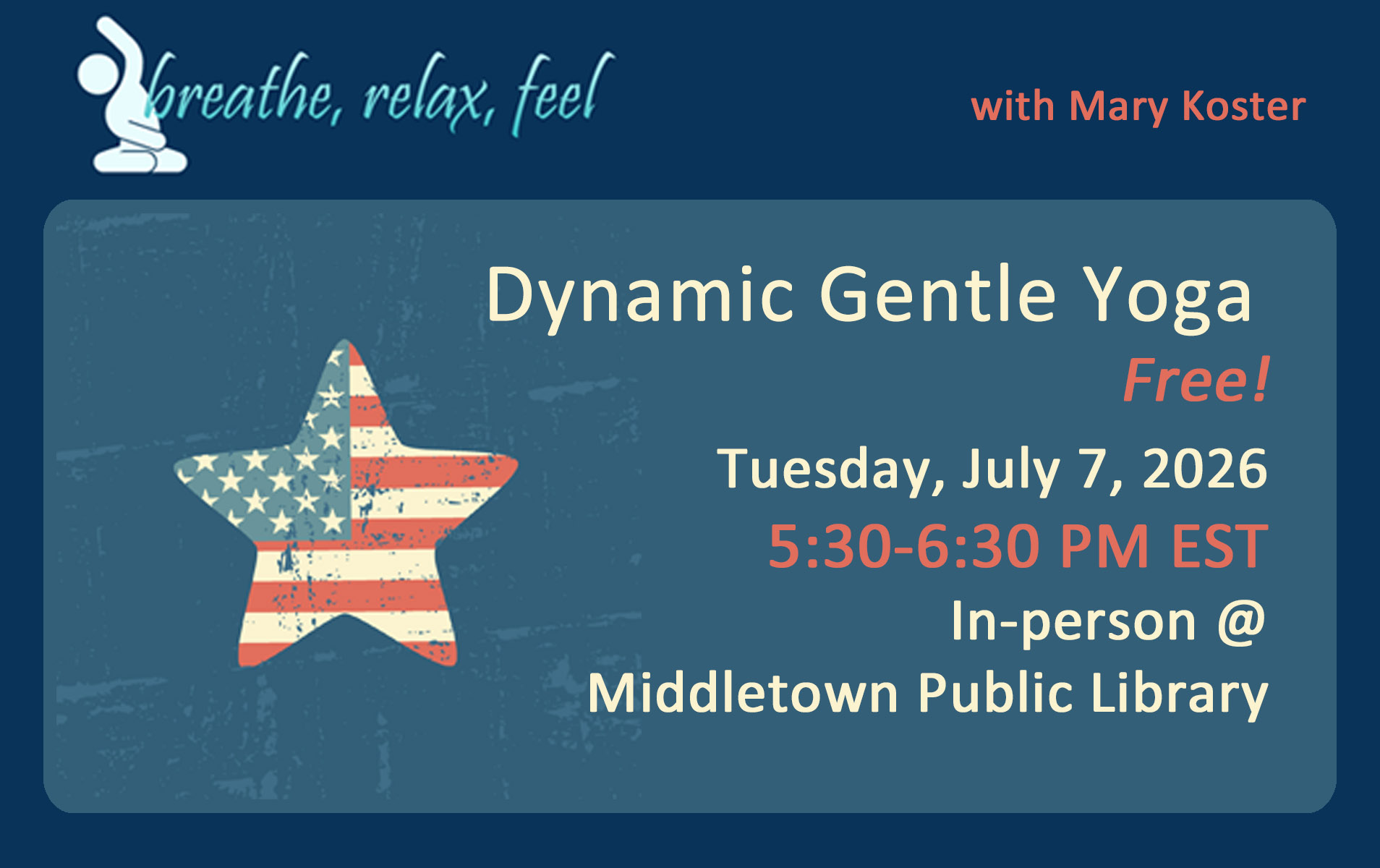 Free July 2026 Yoga at Middletown Public Library