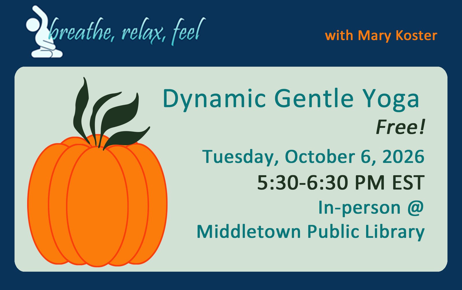 Free October Yoga on 10/6/2026 at Middletown Public Library
